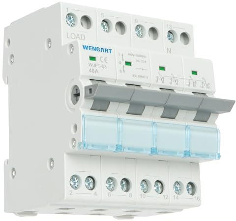 Wengart Interruptor de transferencia manual Dual Power, 40A 4P AC230V, montaje en carril DIN, para conmutación manual entre dos fuentes de alimentación