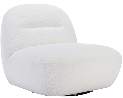 Vente-unique-Drehsessel - Bouclé-Stoff - Weiß - POZETI
