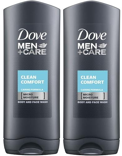 Dove Men+Care Body + Face Wash 2-Pack + Travel-Size Body Wash – Clean Comfort with 24HR Nourishing MicroMoisture, Lemon & Cedarwood Scent