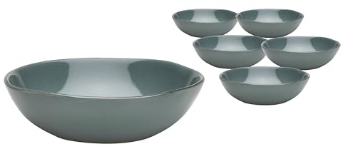 Van Well | URBAN Schale grau 19 cm grau 6er Set - Steinzeug Bowl, für Nudeln, Suppe,Salat Poke oder Müsli