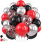 Red Black Silver Balloons, Red and Black Balloons Black Red Silver Balloon Confetti Balloon for for Super Spider Hero Man Theme Birthday Baby Shower Wedding Race Car Party Decorations