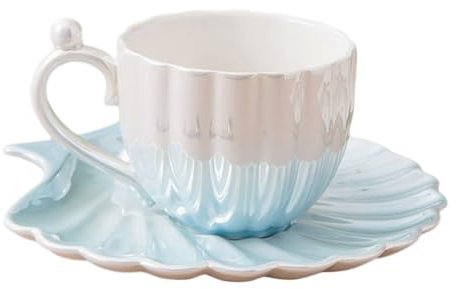 GREENADSCAPE Set Tazzine Da Caffè in Ceramica Con Piattino Stoviglie Tazza Da Latte Bordo Liscio Colore Brillante Per Casa E Caffetteria