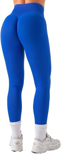 OUDOTA Sport Leggings Damen Scrunch Butt Gym Leggins Seamless High Waist Butt Lifting Yoga Hose Shape Push Up Sportleggins Damen Lang Kobalt Blau,XS