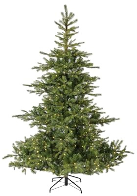 Everlands künstlicher Weihnachtsbaum „Grandis Fir“ 180 cm – beleuchtet mit 400 warmweißen LEDs, 8 Lichtfunktionen, Timer, naturgetreue PVC & PE Nadeln, Stabiler Metallfuß, IP44 für innen & außen