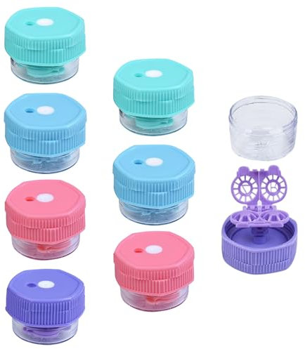 TRMFUSA Pack of 8 Contact Lens Containers, Contact Lens Containers, Contact Lenses Soaking Case, Manual Contact Lens Cleaner for Daily Use, Blue, Pink, Green, Purple, Contact Lens case