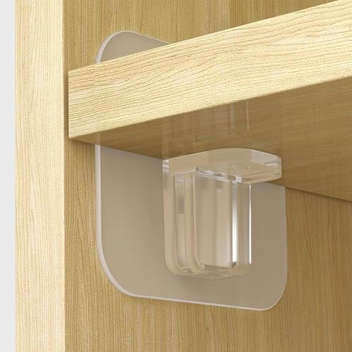 Ganci Trasparenti Adesivi, Supporti Mensole Armadio, 14PCS Staffa di Scaffale Autoadesiva Supporto per Mensole Adesive Trasparenti Senza Perforazione Ganci per Scaffali Armadio Guardaroba