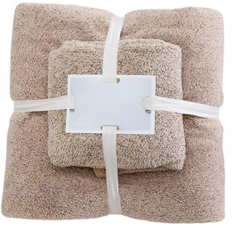 YQQYMBD Badetuch Handtuch Set Koralle Fleece Imitation Bambus Holzkohle Faser Bad Handtuch Quadrattuch Absorptes Weiches Geschenktuchset-Khaki-3 -stück -Set