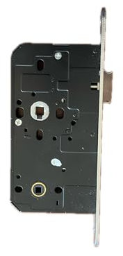 Cerradura de Embutir DIN para Baño, 60mm, Acero Inoxidable, con Placa Frontal y Contra