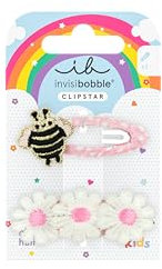 invisibobble SNAP CLIP Kids Happy Spring Bee (2 pezzi) - Fermaglio per capelli per bambini con ape e fiori, per ragazze e ragazzi - Fermaglio per capelli sottili - Elegante, giocoso e sicuro