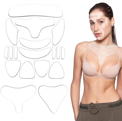 2 Stück Dekoltee Pads Antifalten und 1 Satz Silikon Pads Gesicht, Wiederverwendbar Silikonpflaster Gegen Falten, Glätten Sie Ihre Haut, für Frauen und Mädchen