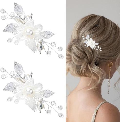 2 Stück High-End-Blumen-Haarschmuck für Hochzeiten, Haarschmuck für Blumenmädchen zur Hochzeit, elegante Blumendekorationen, Mädchen Haar Clips