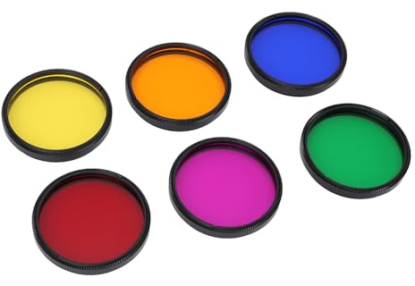 Joyance 5,1 cm Teleskop-Okularfilter-Set, 6 Farben, M48 x 0,75 mm, Nebel- und Mondfilter für Planetenbeobachtung, buntes Teleskop-Okularfilter-Set