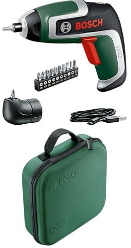 Bosch IXO Cordless Screwdriver (7th Generation, 3.6V, 2.0Ah, 5.5Nm, with Micro USB Cable, Includes Angle Attachment, Screws up to 190 Screws, in Box) - Amazon Edition + Bosch Storage Case for Tools