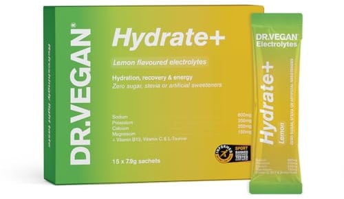 Hydrate+ Electrolyte Sachets, Informed Sport Certified (Lemon, 15 Sachets) | with Vitamin B12 & C, L-Taurine | No Artificial Sweeteners, No Sugar | Full Spectrum Electrolytes
