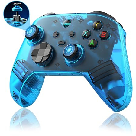XIXIMENG G6 Manette PC Sans Fil pour Android/PC,Manettes Bluetooth 5.3 avec Bouton arrière à programmation macro/Joysticks & Gâchettes Électromagnétiques,400mAh,5 Modes de Connexion (Bleu)