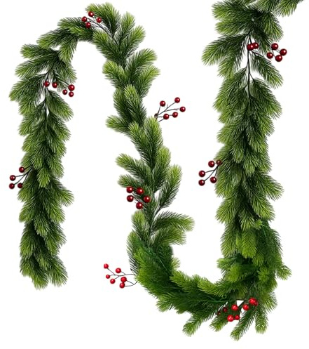 180 cm de longitud, guirnalda de abeto, guirnalda de Navidad para exteriores, guirnalda verde abeto, para puertas, barandillas y chimeneas, decoración festiva, guirnalda de Navidad al aire libre