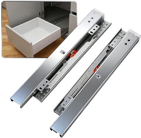 1 Paar Vollauszug Schubladenschienen - Schwere Seitenmontage-Kugellagerführung, 35 kg Tragkraft, Silberne Schränke- und Kommoden-Schienen für Küche, Kleiderschrank, Mülleimer (30cm)