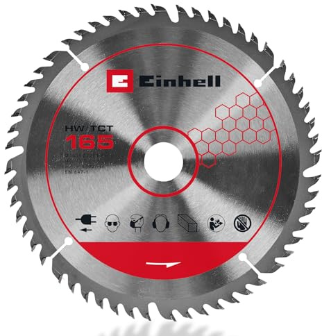 Original Einhell Kreissägeblatt 165x20 (Sägen-Zubehör, Ø 165 mm, Aufnahme 20 mm, 56 Zähne, Wechselzahn, Schnittbreite 1,8 mm, hartmetallbestückt, für Tauchsägen)