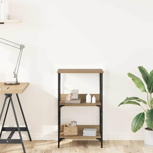 SooIarix Bücherschrank Artisan-Eiche, 50x33x82 cm Holzwerkstoff, Standregal mit 2 Fächern, Vielseitiger Aufbewahrungsschrank für Bücher, DVDs
