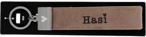 Depesche 4298-030 Schlaufen-Schlüsselanhänger aus Filz, mit graviertem Metallabschluss und kultigem Aufdruck, Traummann, blau, ca. 17 x 3 x 1 cm