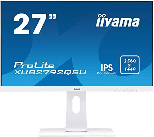 iiyama ProLite XUB2792QSU-W1 Écran LED 27 IPS WQHD VGA/DP/HDMI Hub USB Pied réglable en hauteur Multimédia Châssis Slim Blanc