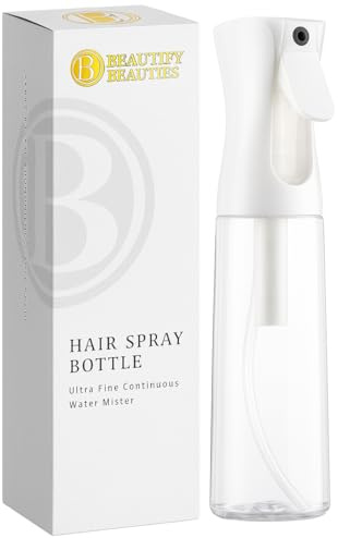 BeautifyBeauties Spray Bottle For Hair – Continuous Mister Spray Bottle for Hairstyling, Cleaning, Plants, Pets, Barbers, Salons, Essential Oil Scents (10.1 Ounce)