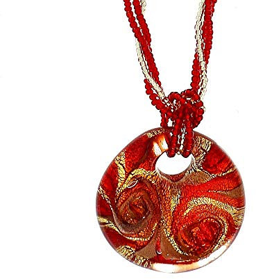 Venetiaurum - Collier pour Femme avec médaille en Verre de Murano Original et Argent 925 - Bijou certifié Made In Italy
