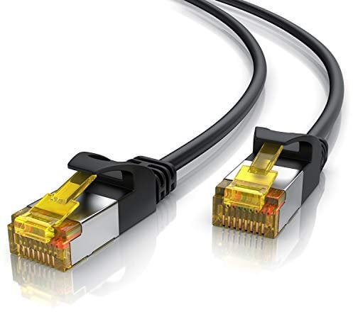 CSL Cat 7 Netzwerkkabel Slim 10m Patchkabel – RJ45 – LAN Ethernet Gigabit Kabel – 10000 Mbit – U/FTP PIMF Schirmung – Switch Router Modem PS5 Xbox Series X -kompatibel zu Cat 6 Cat 8 - schwarz