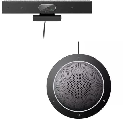 Professional HD 1080p Webcam Noice Cancelling Mics 120° Wide Angle USBA & USBC Compatible with Microsoft Teams Zoom Cisco Webex PC Laptop Mac (HD Webcam + USB Speakerphone)