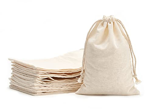 Tendwarm 20 Pack 3.9x5.9 Inches Cotton Drawstring Bags Reusable Muslin Sachet Bag for Party Wedding Storage Home Supplies