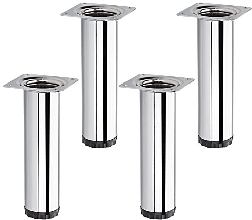 SOTECH 4 Stück Möbelfüße Bravo Höhe 150 mm + 10 mm Ø 40 mm Chrom poliert | höhenverstellbare Schrankfüße aus Stahl belastbar bis 50 kg pro Stützfuß von SOTECH