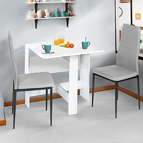 IDMarket – Mesa consola plegable EDI para 2-4 personas, madera, 103 x 76 cm, color blanco