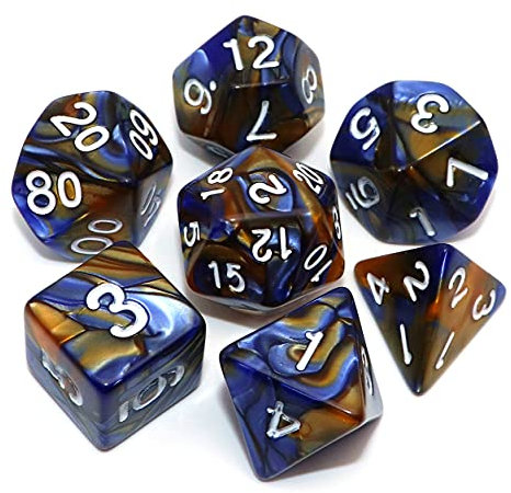 CREEBUY, Set di dadi poliedrici da D&D colore blu e oro per dungeon e dragons, D&D Pathfinder, giochi di ruolo, con custodia per dadi