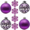 SLEETLY Big Purple Bauble Ornaments for Farmhouse Christmas Tree Holiday Xmas Decorations - Extra Large Shatterproof Plastic 120mm Baubles and Snowflakes, Set of 8