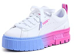 PUMA Women's Mayze Fade Sneakers, White/Pink/Elektro/Purple, 6 Medium US