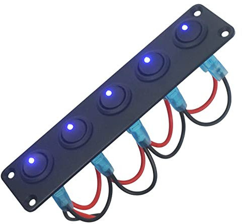 FanPaYY 5 Gang 3 Pin Wippschalter Panel Wasserdicht 12-24V Kippschalter Panel für Auto Fahrzeug Anhänger LKW SUV Marine Boot RV Schiff
