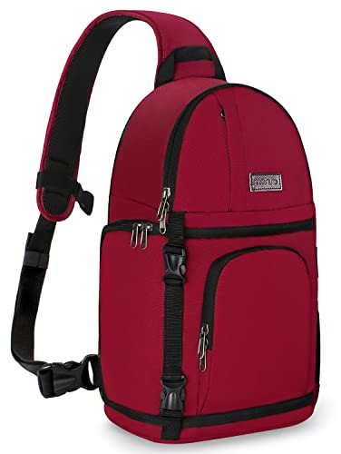 MOSISO Camera Sling Bag, DSLR/SLR/Mirrorless Camera Backpack Case Shockproof Photography Backpack with Tripod Holder & Removable Modular Inserts Compatible with Canon/Nikon/Sony/Fuji, Red