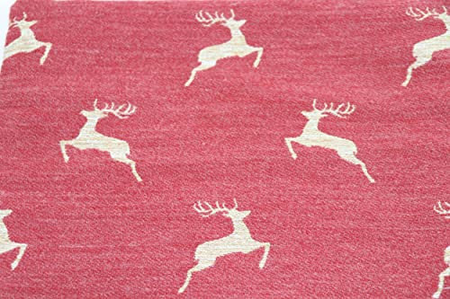 Sander Weihnachten Galibier Tischläufer 40 x 100cm Artikel 89168 Fb.26 mit 5% Wolle und 3% Alpaka Hirsche in gold rot Glitzer glitzernd flauschig 30° waschbar