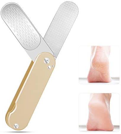 Lima para Pies Durezas Profesional Manual,Lima Pies Removedor De Piel Dura 3 en 1 de Acero Inoxidable,Eliminador de Callos Exfoliante para Piel Muerta dura y Cuarteada (Champagne-F6S)