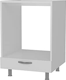 8737 SEMA Backofenschrank für Einbauherd Unterschrank Küchenschrank modern, Holz, Weiß, 1 Schrankfach, Ablagefach mit Tür, 60 x 85 x 57 cm
