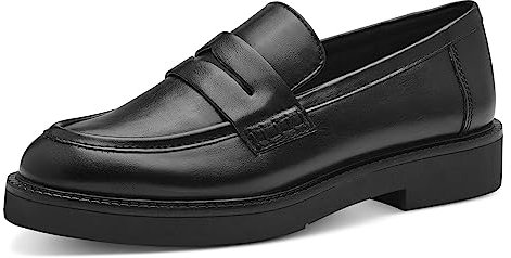 MARCO TOZZI Damen Loafer ohne Absatz aus Kunstleder Klassisch, Schwarz (Black), 40