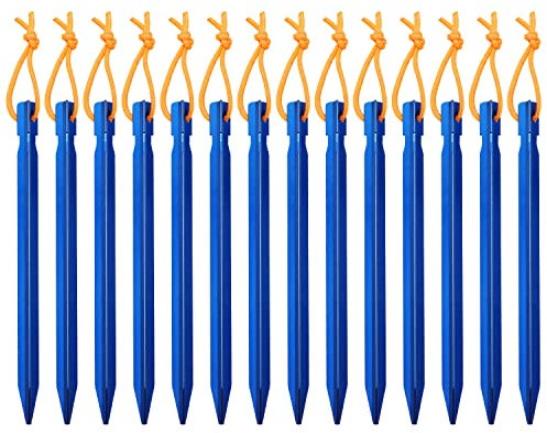Zeltheringe, Y-förmig, Metall, robust, für Wandern, Camping, leichte Zeltnägel aus Aluminiumlegierung, Blau, 14 Stück