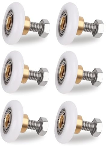 Cokritsm Duschtür Rollen 23mm, 6 Stück Duschtürrollen Laufrollen, Ersatzrollen für Duschtüren, Weiß 23mm X 5mm mit M6 Schraube, Duschkabine Rollen Ersatzteile für Badezimme GlastüRen 4-6mm