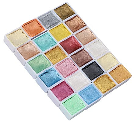24 Pcs Aquarelle, Macaron Solid Pearlescent Paint Set de Peinture Métallisée Métallique pour la Peinture Nail Art