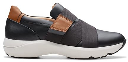 Clarks Tivoli Strap, Zapatillas Mujer, Black Leather, 37.5 EU