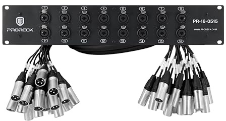 PRORECK Rack Mount TRS XLR Combo Splitter Snake Cable, Suitable for Live, Recording, Stage, Studio (5 Foot x 15 Foot - 16 Channel) PR-16-0515, 2U