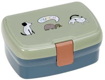 LÄSSIG Kinder Lunchbox Brotdose mit herausnehmbarer Unterteilung, BPA-frei/Happy Prints, Blau