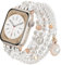 CAGOS Pearl Bracelet Compatible with Apple Wath Bands 42mm 44mm 45mm Women, Natural Pearl Beaded Charms Pretty Straps Dressy Designer Jewelry Stretchy iWatch Bands for Series 9/8/7/6/5/4/3/2/1/SE