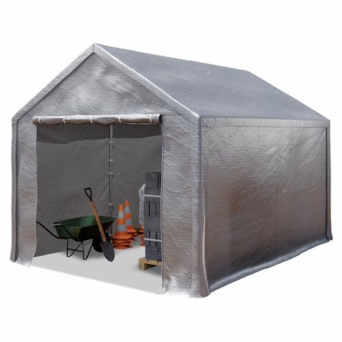 TOOLPORT Tente de Stockage 3x4 m Hangar de Stockage Abri Tente de Garage Bâche PE 350 N étanche à l'eau en Gris