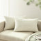 mosayt Kissenbezug 40x60 beige Weiß 2er Set Cordsamt gestreiftes Muster Kissenbezüge Dekokissen Sofakissen Couchkissen Deko Kissenhüllen für Wohnzimmer Sofa